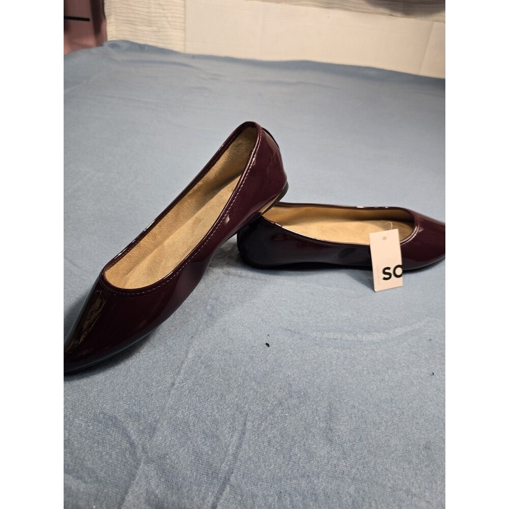 SO Comfy Women’s 8.5 Orange Suede-Look Pointed Toe Memory Foam Ballet Flats